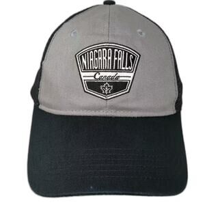 JJM Sportswear Trucker Hat Black Gray OS Niagara Falls Canada Patch Adjustable